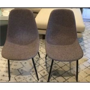 Gray Kitchen chairs, black legs. Mid century modern. Set of 2